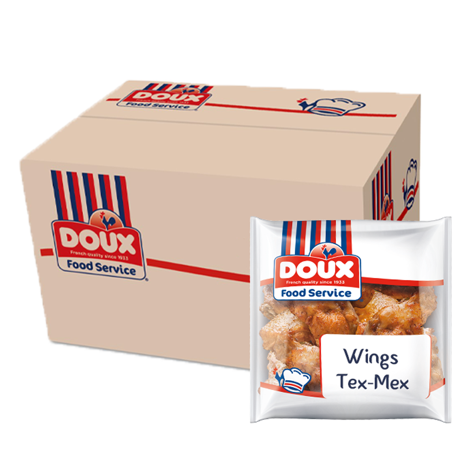 Caja de Doux Food Service y bolsa de 1 kg de Doux Food Service