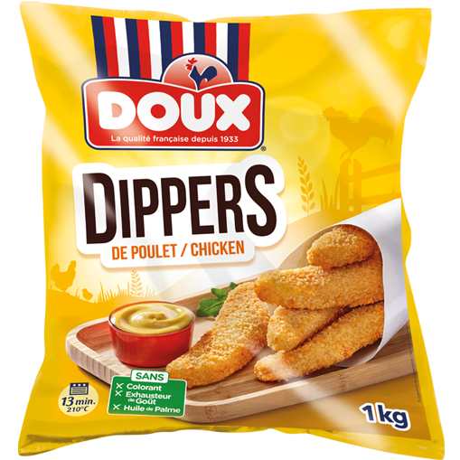 Dippers de poulet Doux sur une planche apéro en bois