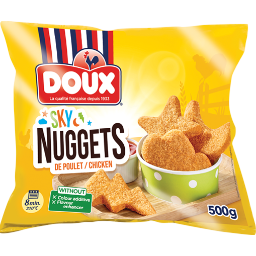 Doux Chicken Sky Nuggets the shape of lightning bolts, clouds, stars and moons