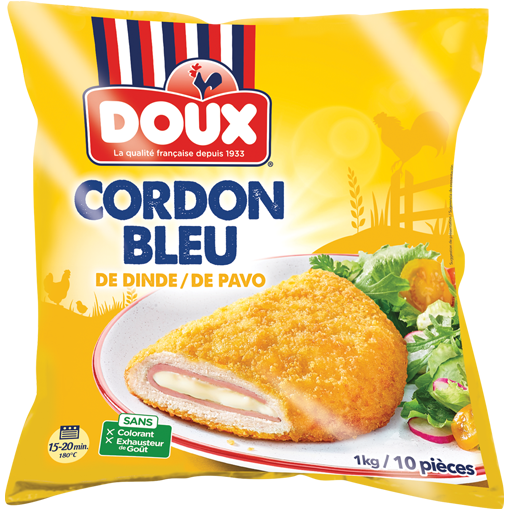 Doux Turkey Cordon Bleu on a plate with vegetables