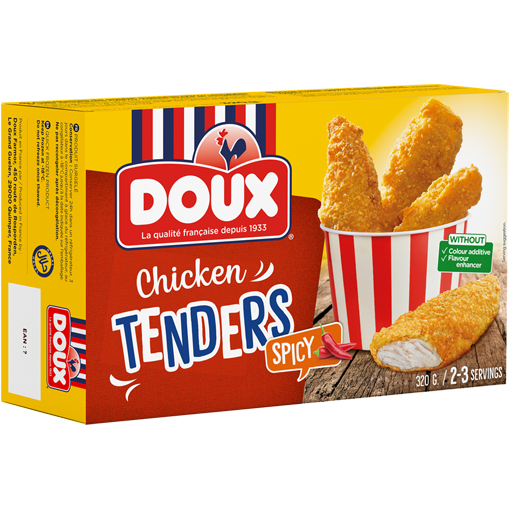 Doux Spicy Chicken Tenders in a cone